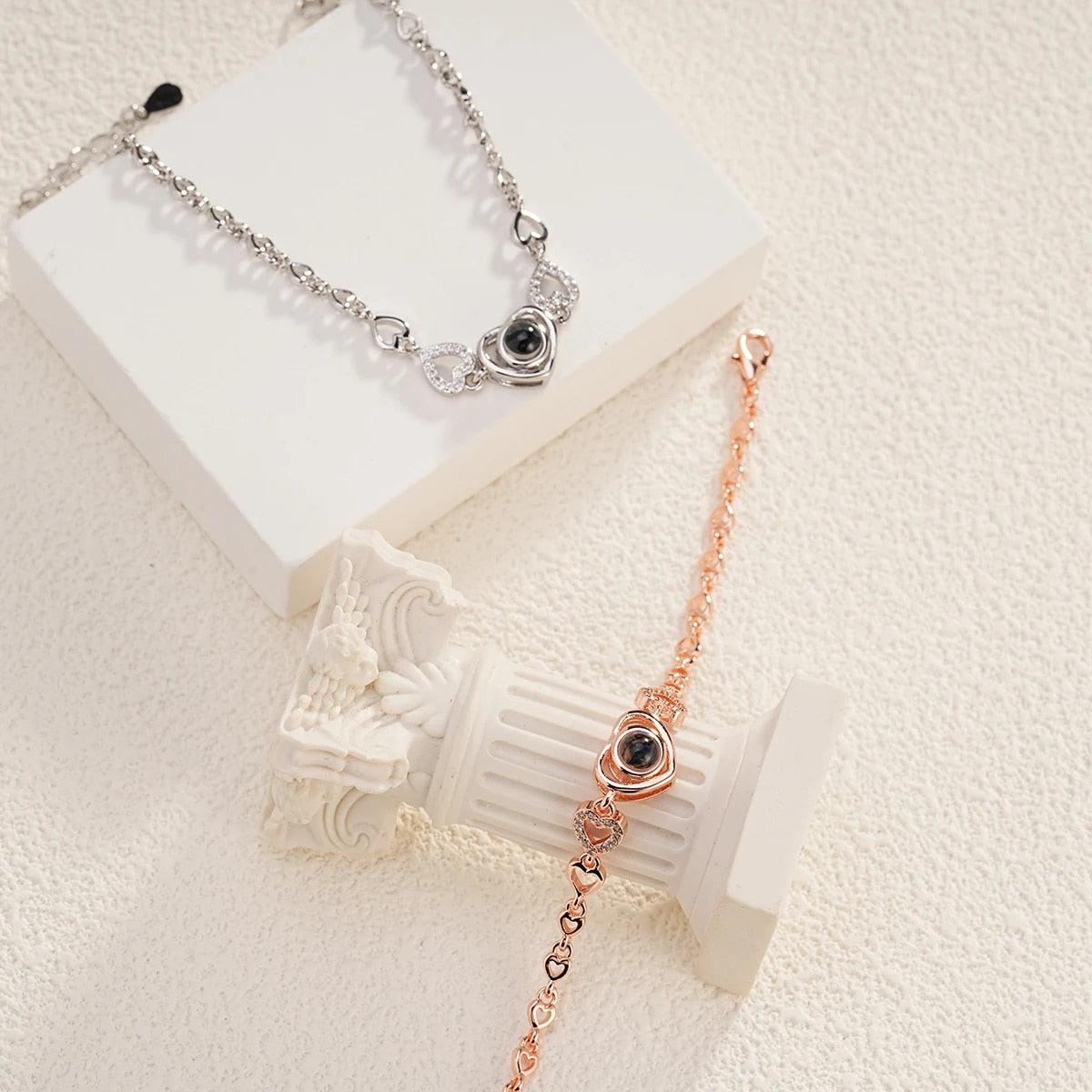 Crystal Heart Projection Bracelet-Bracelets-NEVANNA