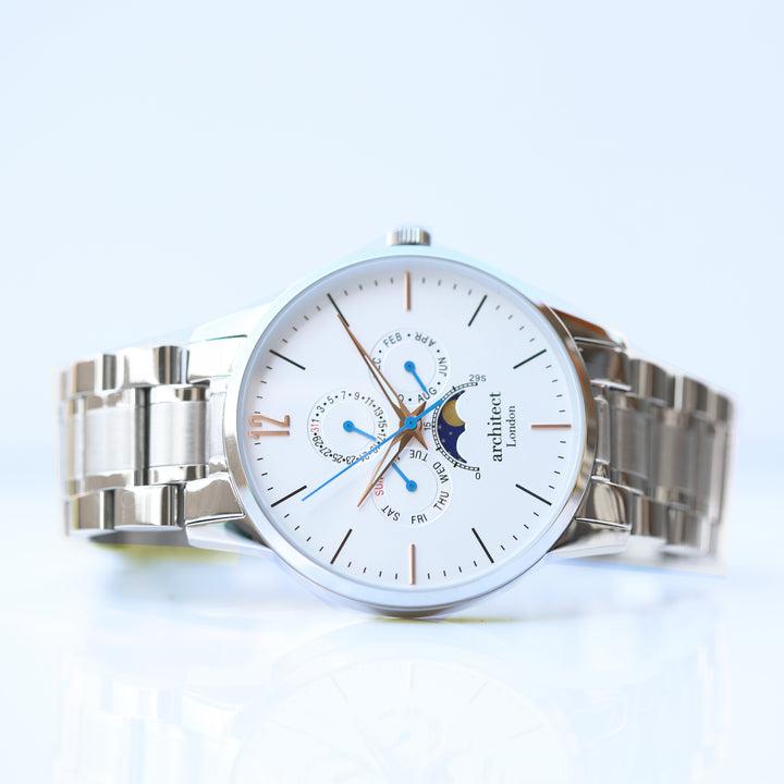 Men's Architect Apollo White - Handwriting Engraving-Watches-NEVANNA