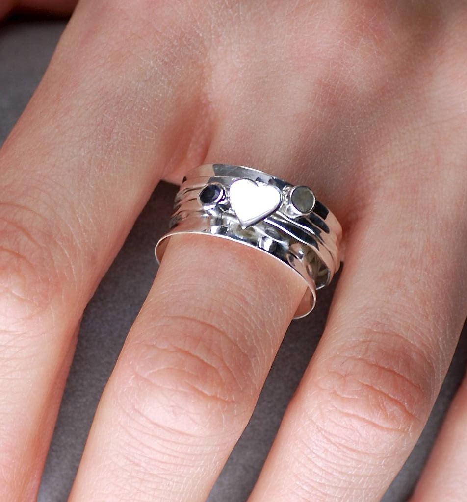 Sapphire Moonstone Anxiety Ring-NEVANNA
