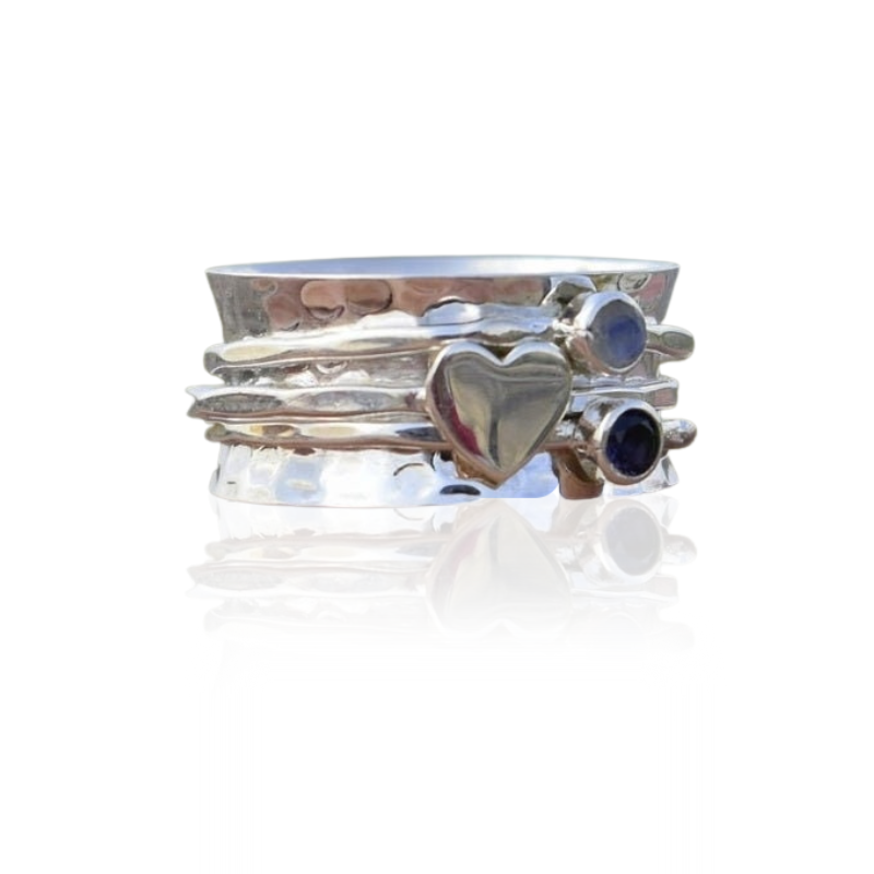 Sapphire Moonstone Anxiety Ring-Rings-NEVANNA