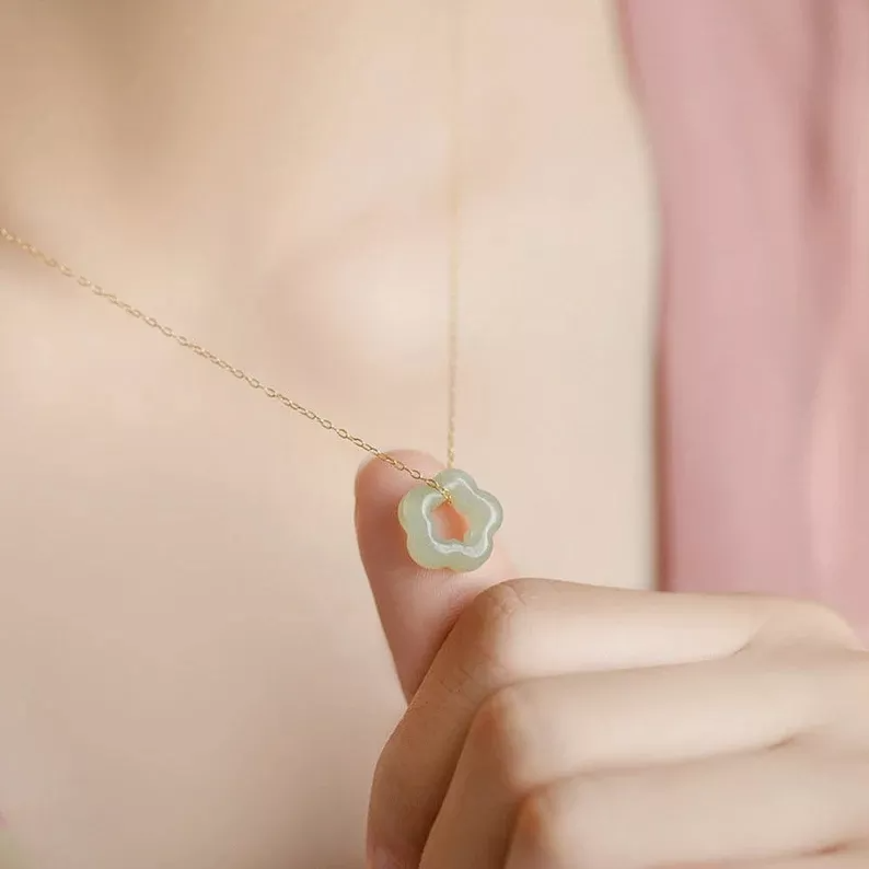 Lovely Floral Jade Necklace-Necklaces-NEVANNA