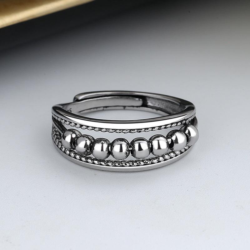 Silver-Plated Spinning Fidget Ring-Rings-NEVANNA
