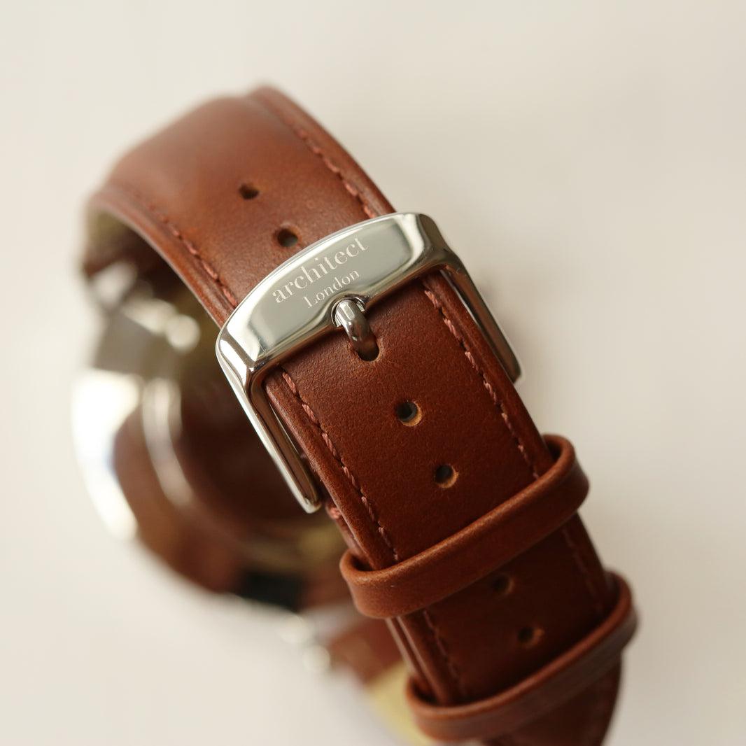 Own Handwriting Engraved Watch - Men's Architect Zephyr with Walnut Strap-NEVANNA