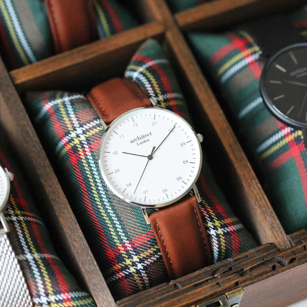 Own Handwriting Engraved Watch - Men's Architect Zephyr with Walnut Strap-NEVANNA