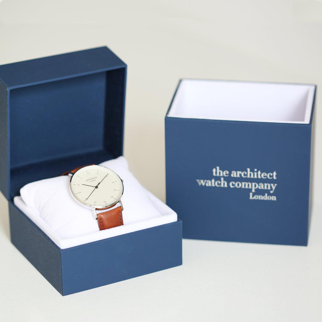Own Handwriting Engraved Watch - Men's Architect Zephyr with Walnut Strap-NEVANNA