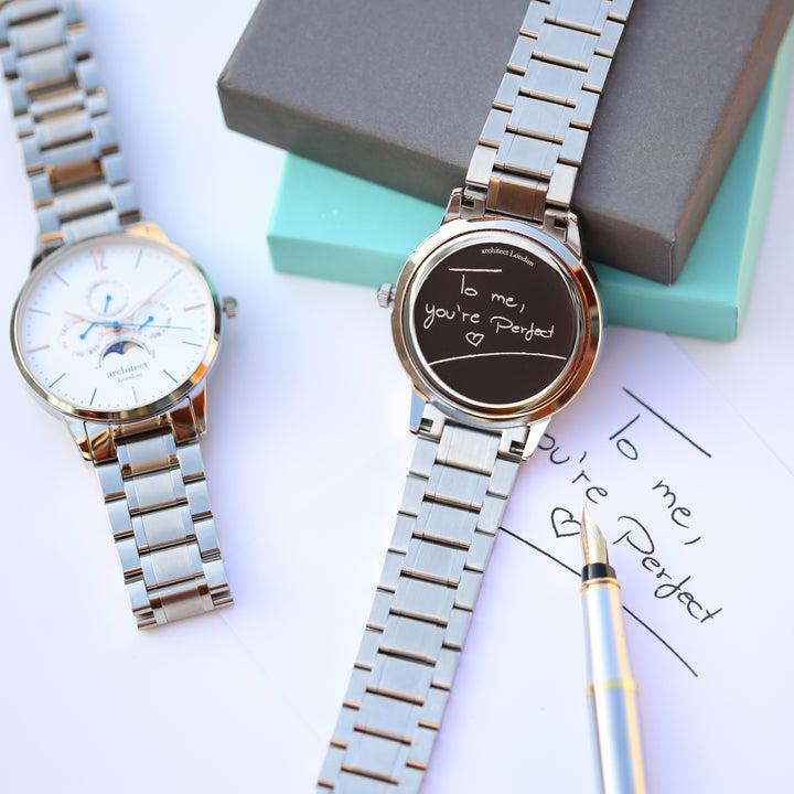 Men's Architect Apollo White - Handwriting Engraving-Watches-NEVANNA