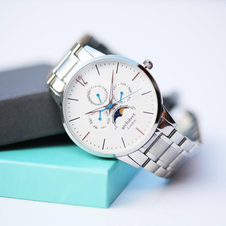 Men's Architect Apollo White - Handwriting Engraving-Watches-NEVANNA